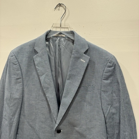 Alfani Slim Fit Light Blue Herringbone Cotton Blazer Sports Jacket Size 40R - Picture 3 of 8